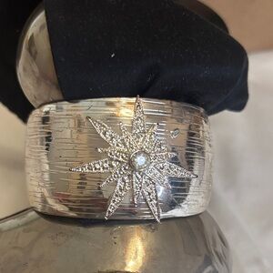 Silver Starburst Cuff Bracelet